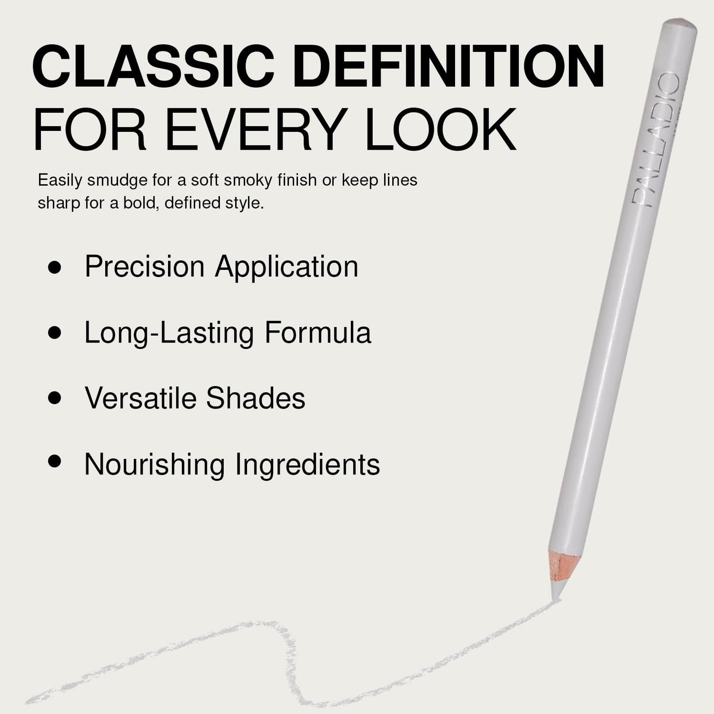 Palladio Wooden Eyeliner Pencil, Thin Pencil Shape, Easy Application, Firm yet Smooth Formula, Perfectly Outlined Eyes, Contour and Line, Long