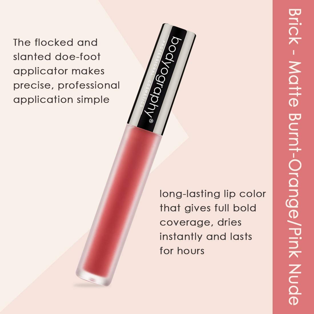 Bodyography Lip Lava Liquid Lipstick Matte - Brick Burnt Orange Pink Nude for Women - 0.08 oz Lipstick