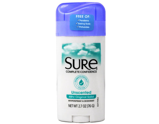 Sure Original Solid Unscented, Anti-Perspirant Deodorant 2.70 oz (Pack Of 1) Beauty and Personal Care Sure