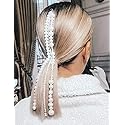 wekicici Hair Extension Chain Pearl Tassel Hair Chain with Clips Party Gatsby Fashion Wedding Hair Accessories for Women and Girls
