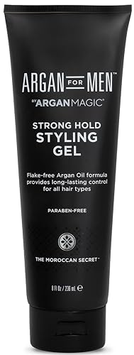 Argan Magic Strong Hold Styling Gel - Flake-Free Argan Oil Formula for Superior Hold and Long-lasting Control | Paraben Free, (8 Fl Oz)