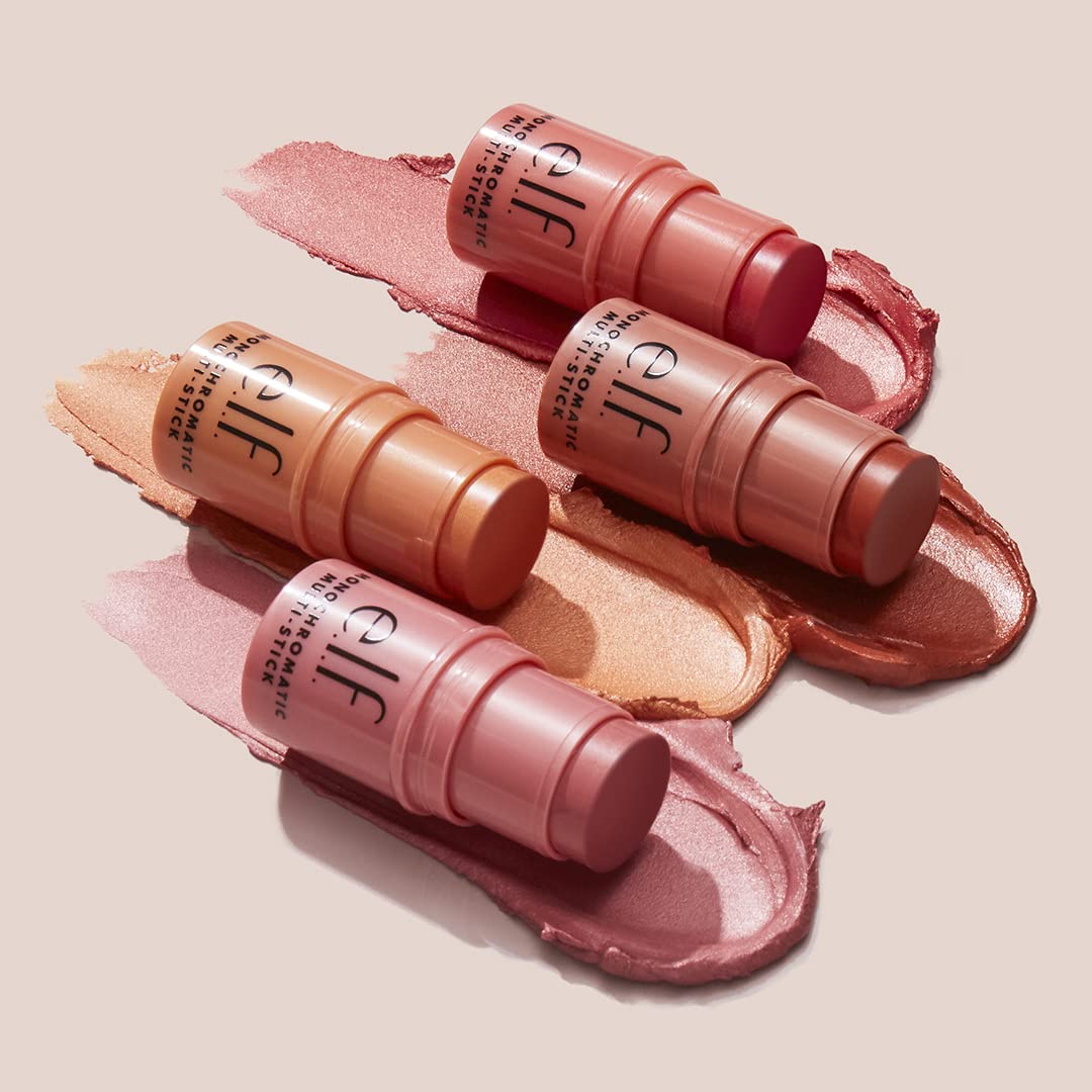 e.l.f. Monochromatic Multi Stick, Travel-Sized Luxuriously Creamy & Blendable Color For Eyes, Lips & Cheeks, Vegan & Cruelty-Free, Glimmering Guava