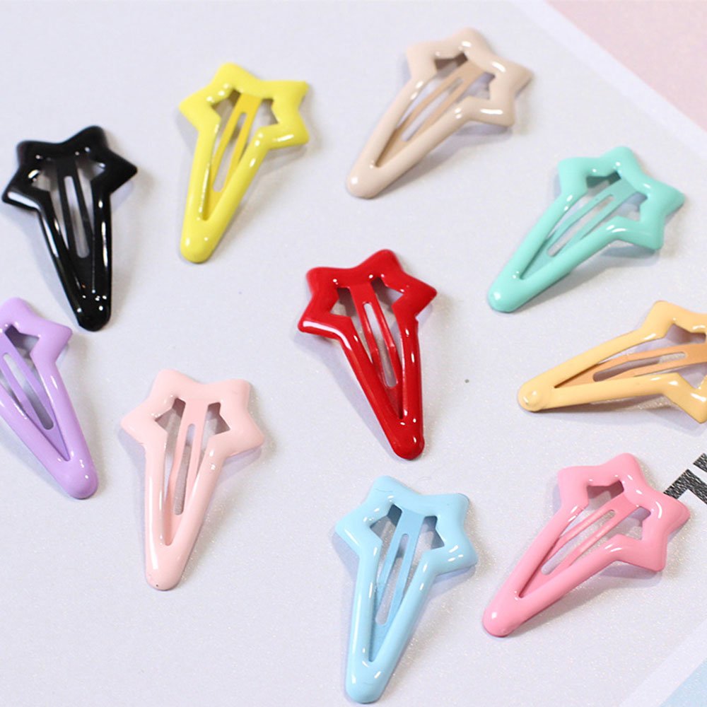 Daycount® 10pcs Colorful Stars Duckbill Clip Hair Clip For Ladies Teens Girls Hair Salon Hairpin (Random Color)