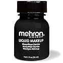Mehron Makeup Liquid Makeup | Face Paint and Body Paint Perfect for Halloween, Cosplay I Air Brush Compatible (1 oz) (BLACK)