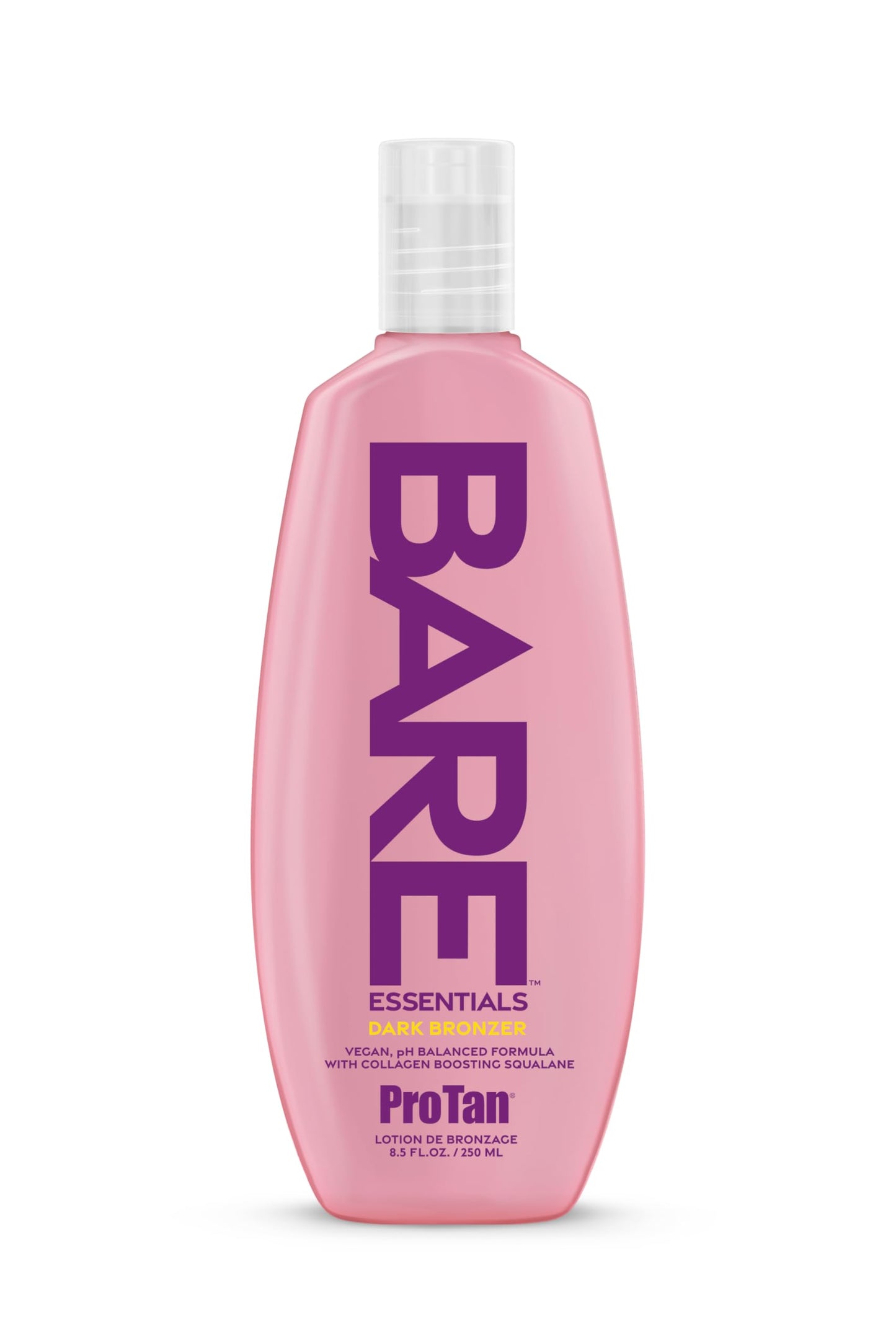 Pro Tan BARE Essentials Dark Bronzer Tanning Lotion 8.5 fl oz - Vegan DHA, Collagen Boosting Squalane, Aloe, Coconut Oil, Jojoba & Vitamins B C E