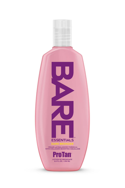 Pro Tan BARE Essentials Dark Bronzer Tanning Lotion 8.5 fl oz - Vegan DHA, Collagen Boosting Squalane, Aloe, Coconut Oil, Jojoba & Vitamins B C E