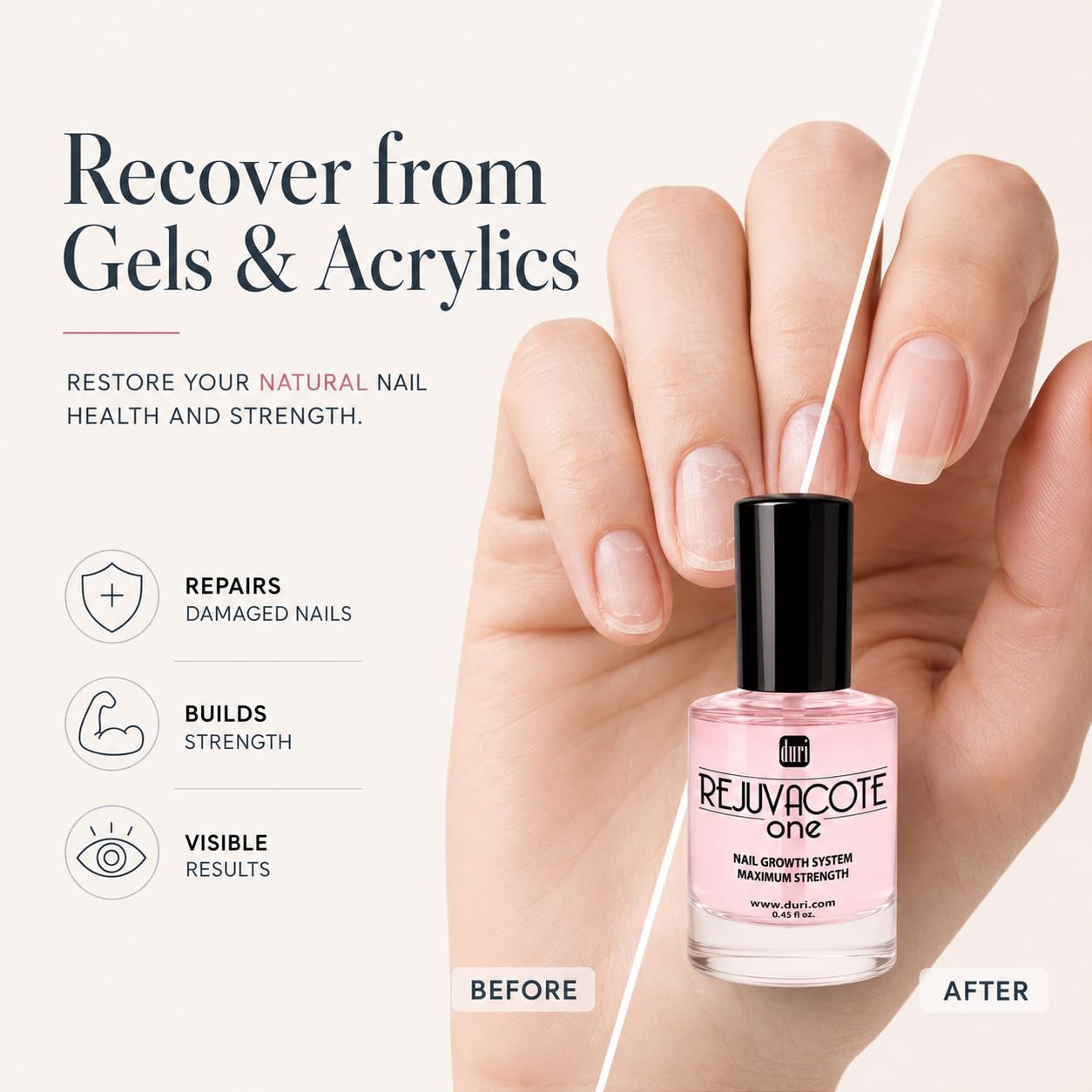 Duri Rejuvacote 1 Nail Growth System - Maximum Strength Nail Strengthener for Damaged Nails from Gel, Acrylic Manicure | Grow Long Natural Fingernails Beauty & Personal Care duri