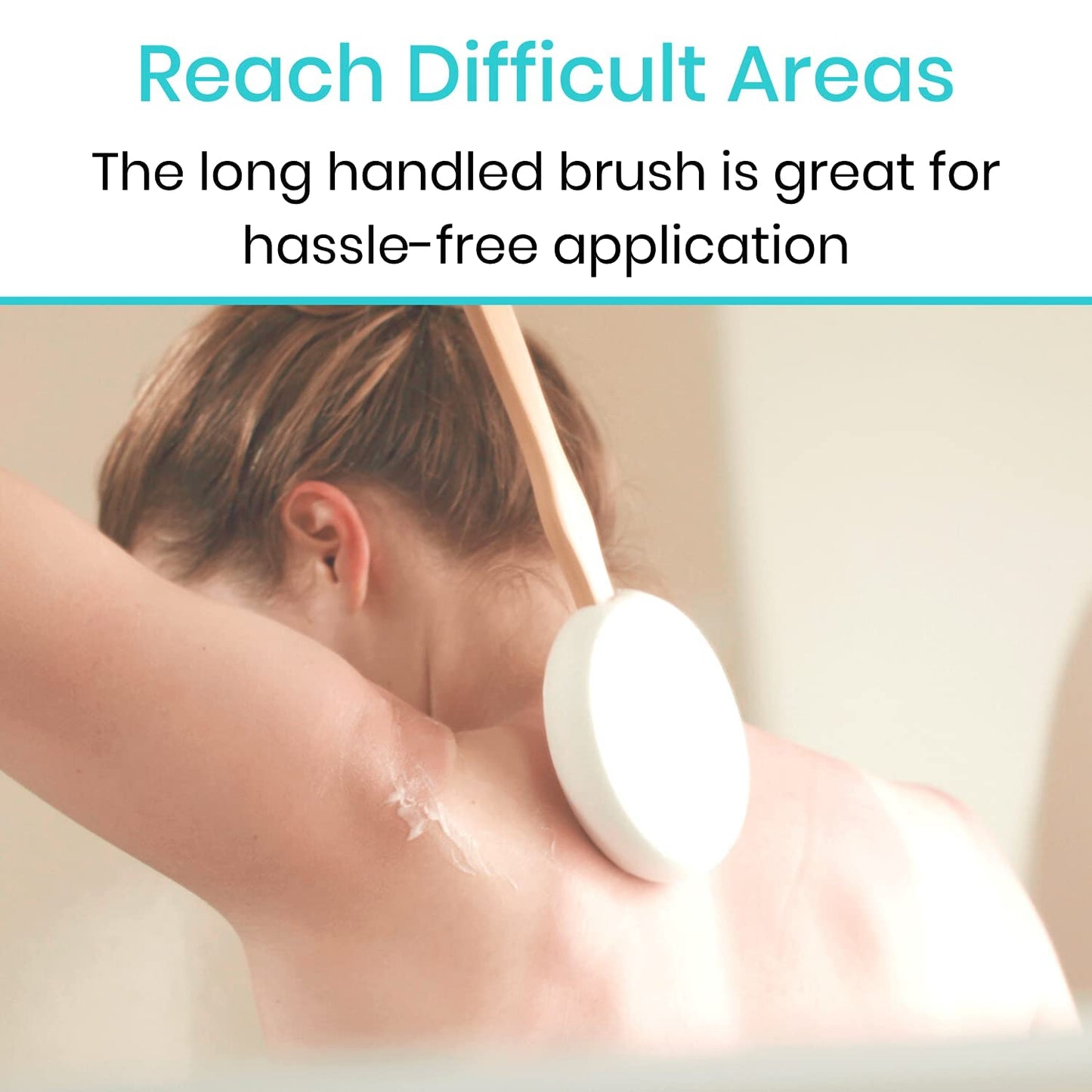 Vive Lotion Applicator for Back, Feet (17.5") - Self Washer Beauty Shower Sponge, Long Handle Cream Wand for Elderly, Women - Apply Medicine, Skin