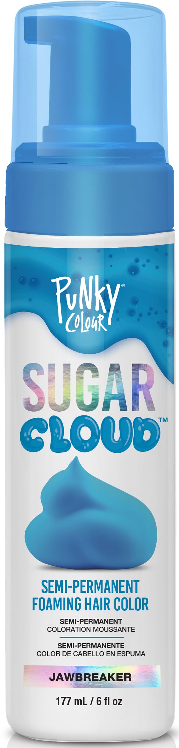 Punky Colour Sugar Cloud Jawbreaker - Semi-Permanent Foaming Hair Color, Vibrant Blue Foam Hair Dye for Bleached or Lightened Tones, 6 fl oz