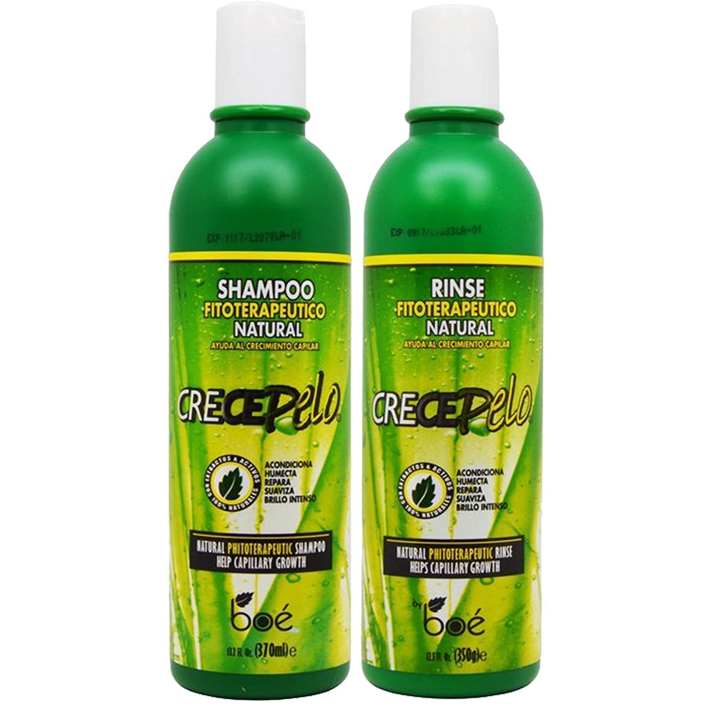 Crece Pelo Natural Hair Growth Duo - Phytotherapeutic Shampoo & Rinse Combo Set - Boosts Growth, Strength & Shine - Plant-Based Formula