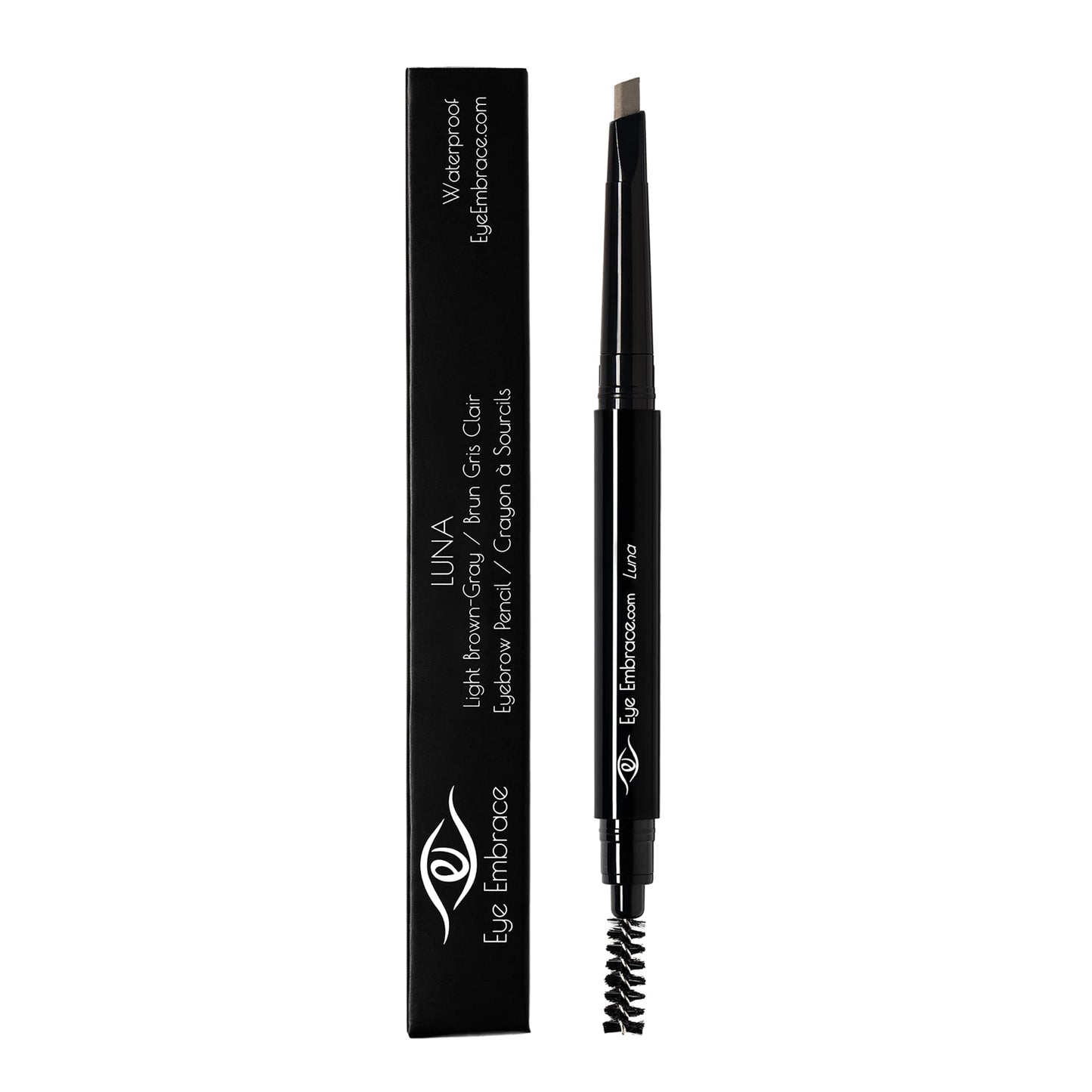 Eye Embrace Luna: Light Brown-Gray Eyebrow Pencil - Waterproof, Double-Ended Automatic Angled Tip & Spoolie Brush, Cruelty-Free