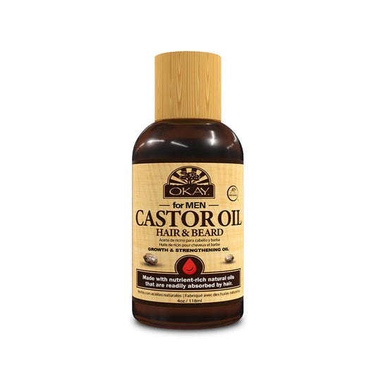 OKAY | Men's Castor Oil Beard and Hair Growth Oil | For All Hair Types & Textures | Stimulates Hair Growth | Readily Absorbed | Free of Silicone