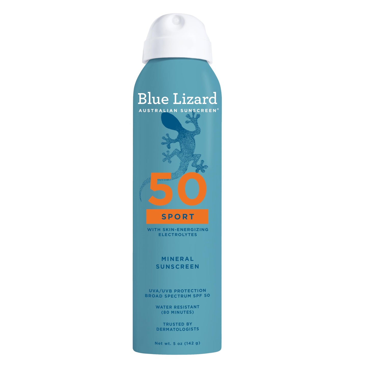 BLUE LIZARD Sport Mineral Sunscreen Spray SPF 50+, Dermatologist-Recommended Brand, Broad-Spectrum UVA/UVB Protection, Water-Resistant, Zinc Oxide