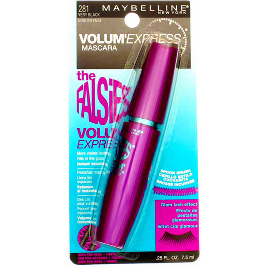 Maybelline Volum' Express The Falsies Spoon Brush Washable Mascara, Very Black [281], 0.25 oz (Pack of 7)