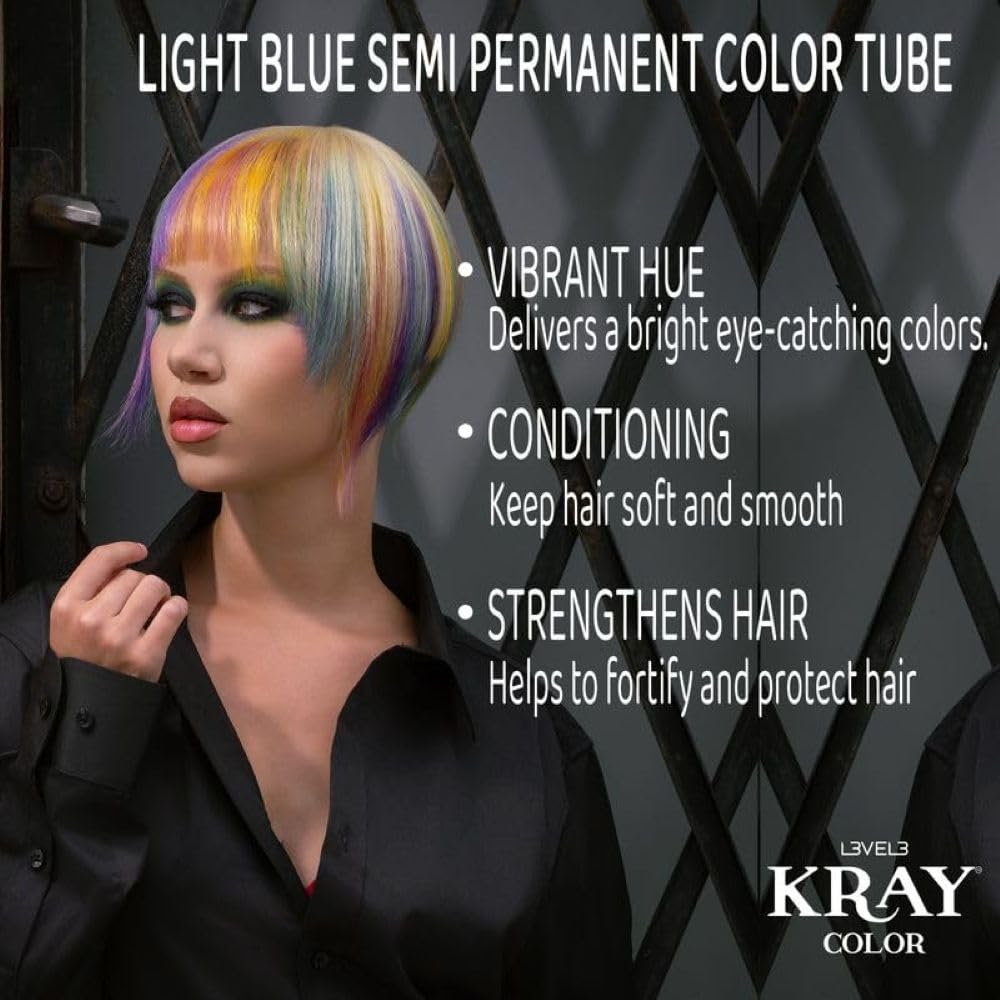 L3 - Level 3 Kray Semi Permanent Hair Color - Semi Permanent Hair Dye with Aloe Vera - Light Blue