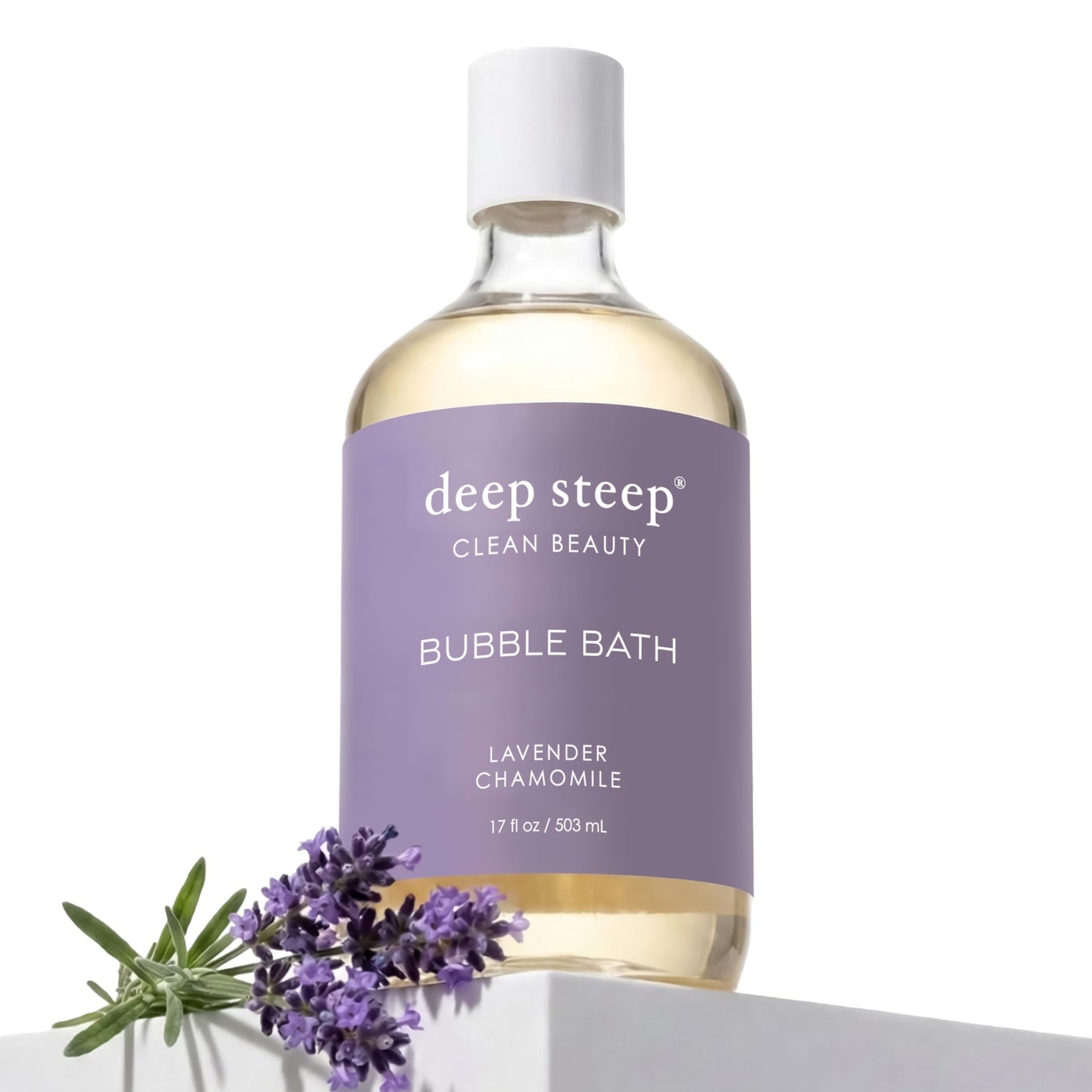 Deep Steep Lavender Chamomile Bubble Bath for Women, Hypoallergenic, Clinically Tested, Clean Formula for Sensitive Skin, Sulfate-Free, 17 fl oz