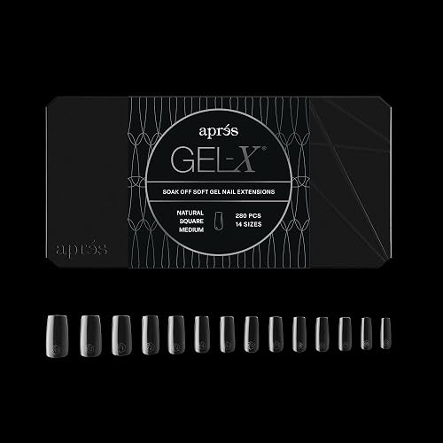 Aprés Gel-X® Square Box of Nail Tips | 280 Gel-X Tips, Soft Tips, 14 Sizes 00-9 | Half-sizes Included (Natural Square Medium, 280 Count) Beauty & Personal Care APRÉS