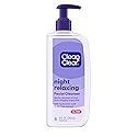 Clean & Clear Night Relaxing Deep Cleaning Oil-Free Night Face Wash, Foaming Facial Cleanser with Hyaluronic Acid & Sea Kelp Extract Gently Removes