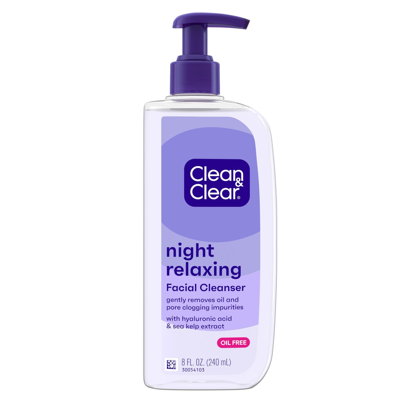 Clean & Clear Night Relaxing Deep Cleaning Oil-Free Night Face Wash, Foaming Facial Cleanser with Hyaluronic Acid & Sea Kelp Extract Gently Removes