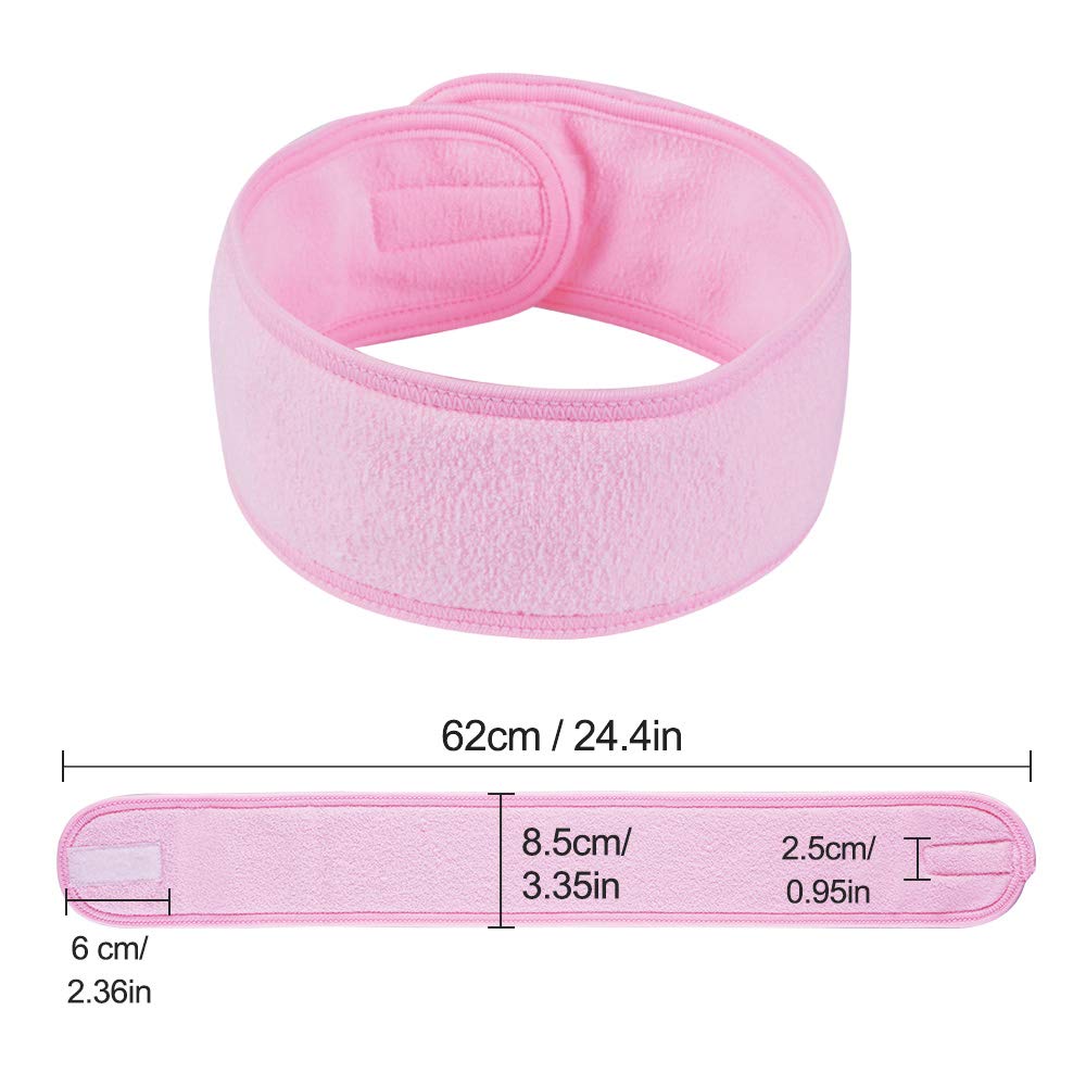4 PCS Facial Spa Headbands(White, Black, Pink?Gray)? Makeup Shower Bath Wrap Sport Headband Terry Cloth Stretch Towel with Magic Tape