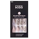KISS Masterpiece One-Of-A-Kind Luxe Mani Premium Special Effects Design Coffin Shape Glossy Iridescent Glue-On Long Length Nails with Faux Jewels MP01