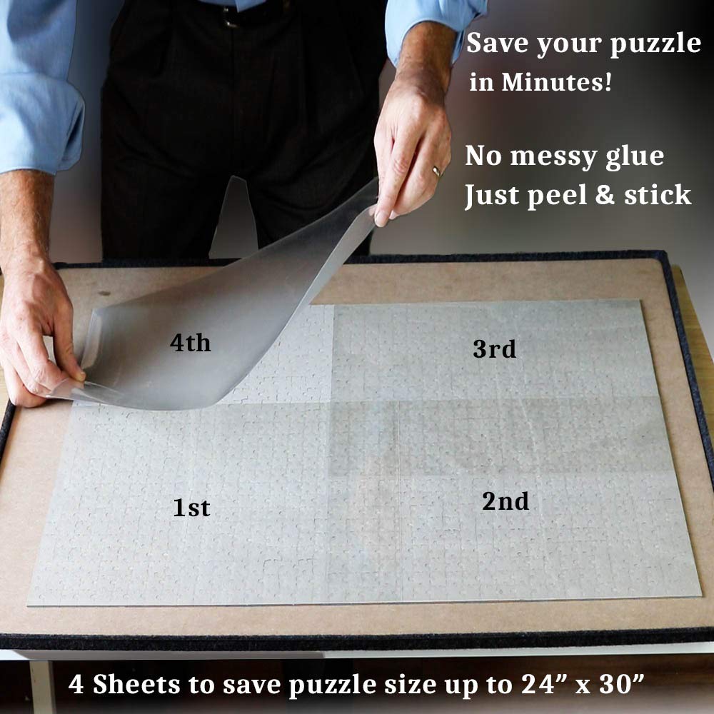 Puzzle Glue Sheets Clear Extra Large Puzzle Saver Peel and Stick - Preserve 1000 Piece Puzzles in Minutes