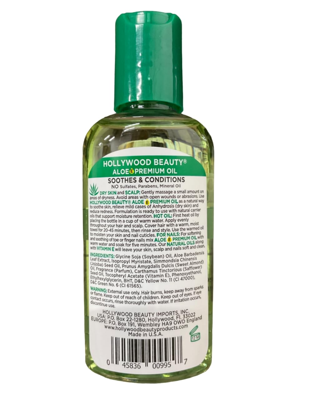 Hollywood Beauty Aloe Premium Oil 2 oz (Pack of 3)