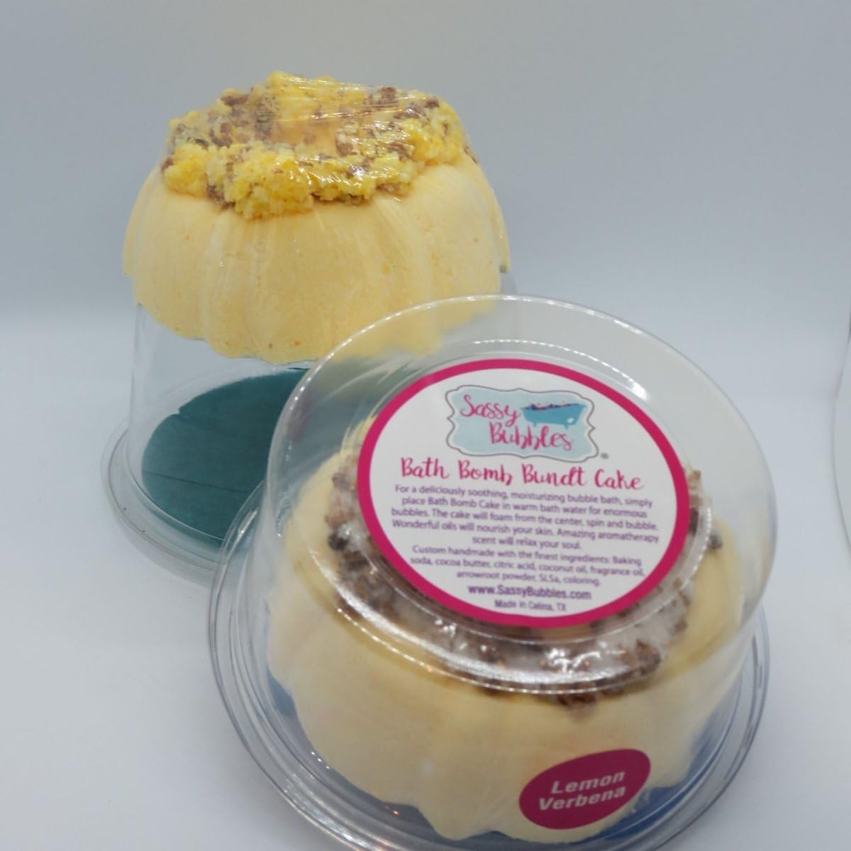 Sassy Bubbles Bath Bomb Bundt Cake, Lemon Verbena Scent, Moisturizing Bubble Bath, 0.6 lbs
