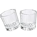 fiezkaa 2 Pcs Clear Nail Dappen Dish Glass Cup for Acetone and Nail Liquid, Small Dampen Dish for Acrylic Nails, Monomer, Powder, Polish Remover