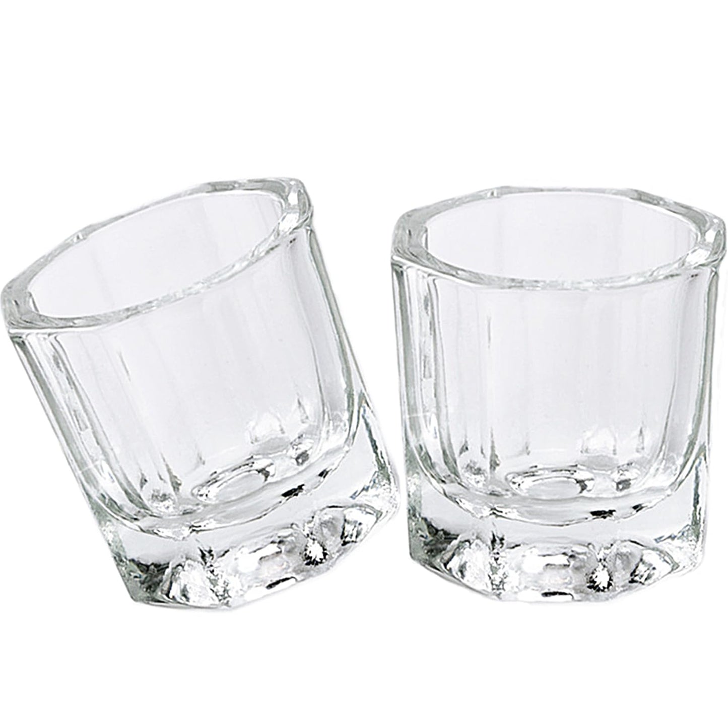 fiezkaa 2 Pcs Clear Nail Dappen Dish Glass Cup for Acetone and Nail Liquid, Small Dampen Dish for Acrylic Nails, Monomer, Powder, Polish Remover