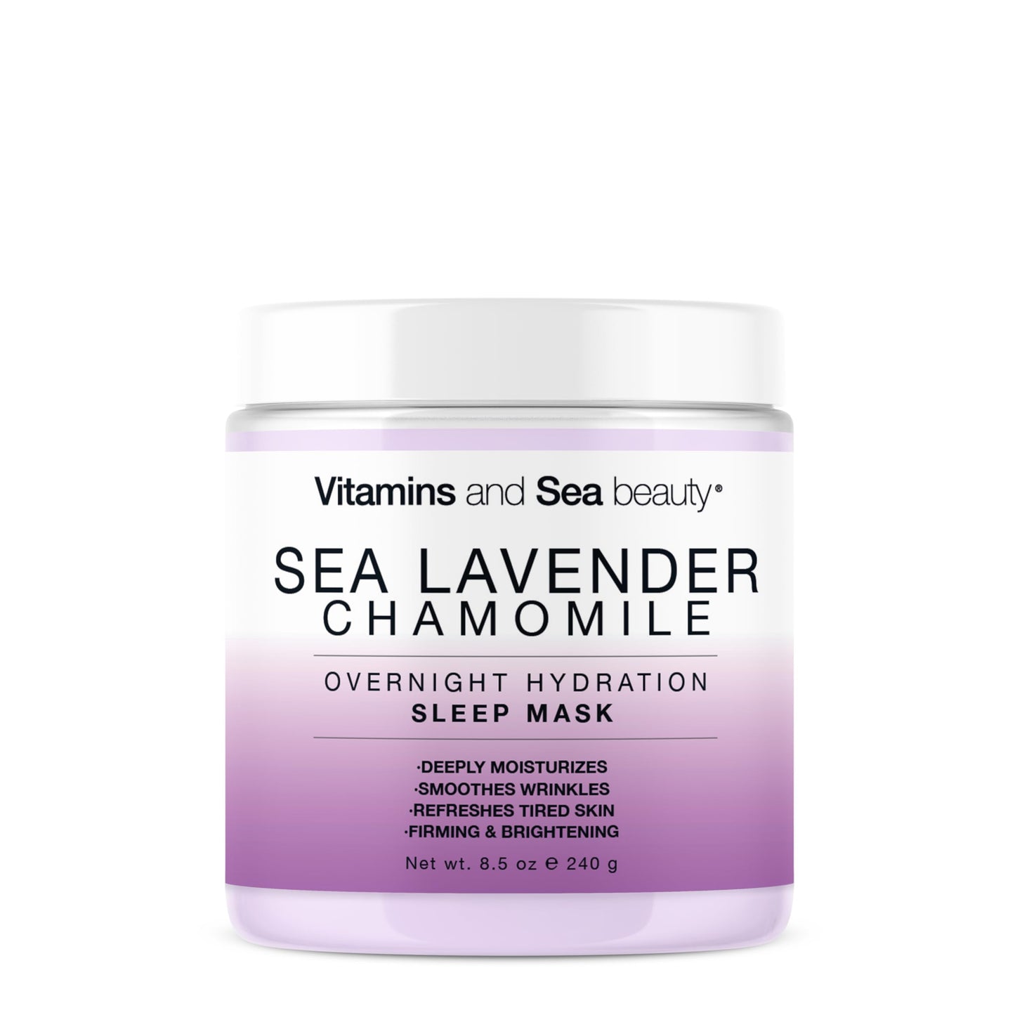 Vitamins and Sea Beauty Sea Lavender Chamomile Sleep Mask - Overnight Hydration Face Mask with Botanicals, Deep Moisturizing & Firming, 8.5 oz