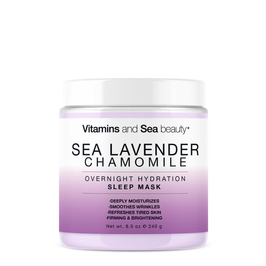 Vitamins and Sea Beauty Sea Lavender Chamomile Sleep Mask - Overnight Hydration Face Mask with Botanicals, Deep Moisturizing & Firming, 8.5 oz