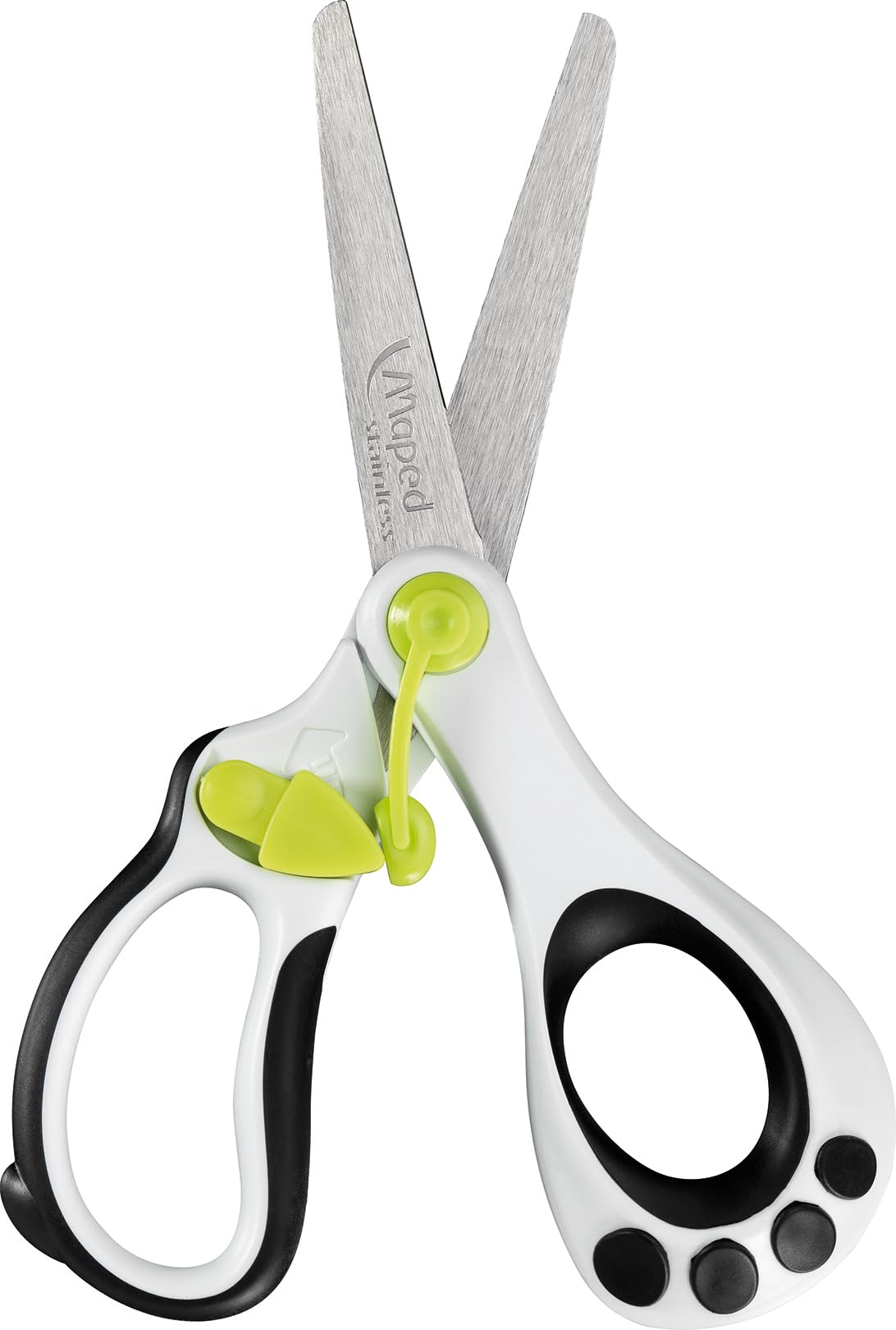 Maped Helix USA Koopy Spring-Assisted Educational Scissors, Kids, 5 Inch, Blunt Tip, Right Handed Use (470249US),Black/White