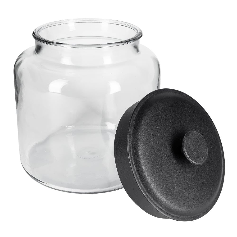 Anchor Hocking Montana 1.5 Gallon Glass Jar with Lid, Black Metal Lid
