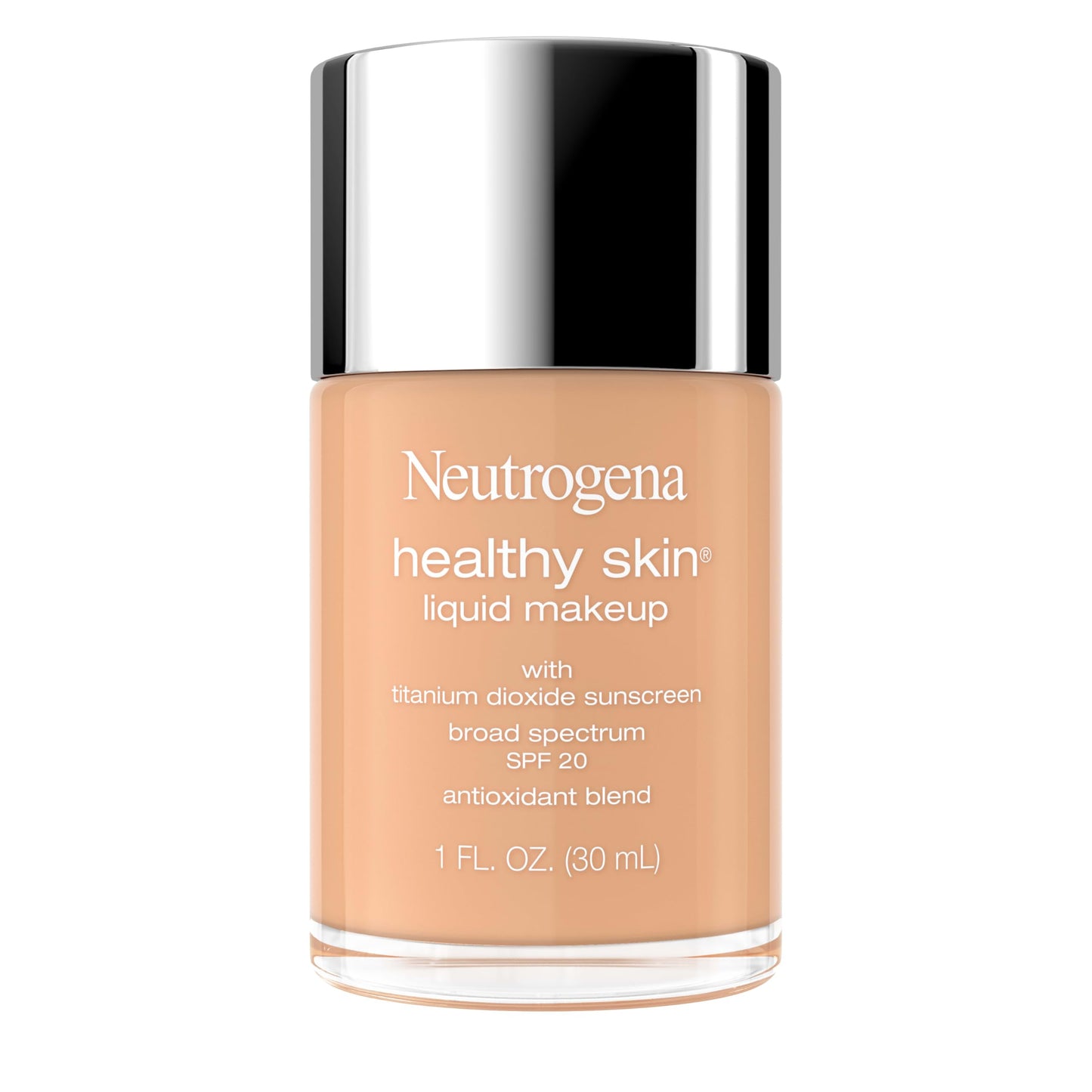 Neutrogena Healthy Skin Liquid Foundation Makeup Broad Spectrum SPF 20 Sunscreen, Medium Coverage, Vit B5, Antioxidants, All Day Wear, Classic Nude