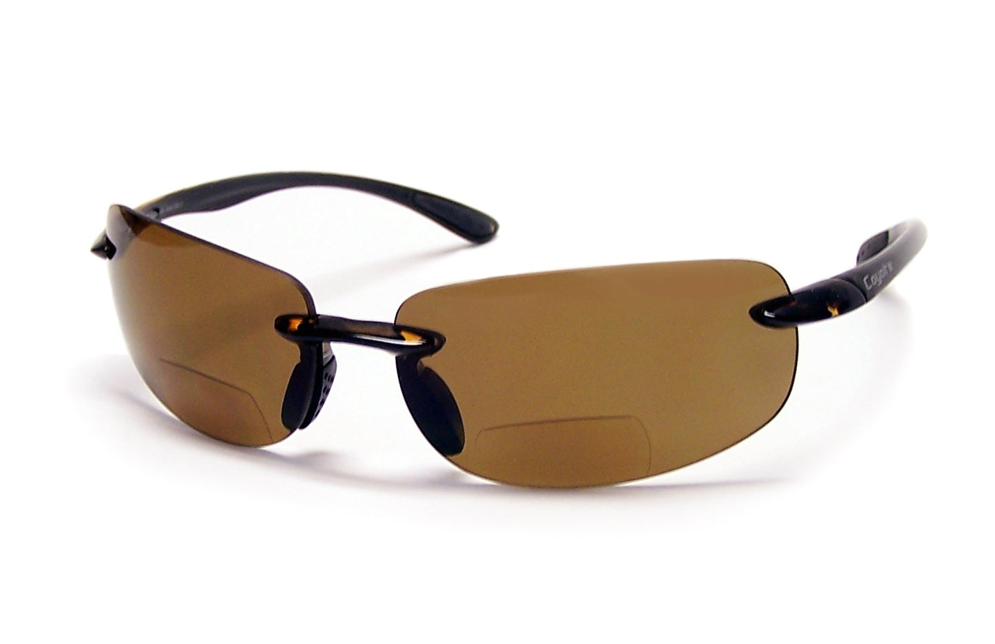 Coyote Eyewear BP-5 Rimless Polarized Reader Sunglasses (+2.00 Power,Tortoise/Copper)