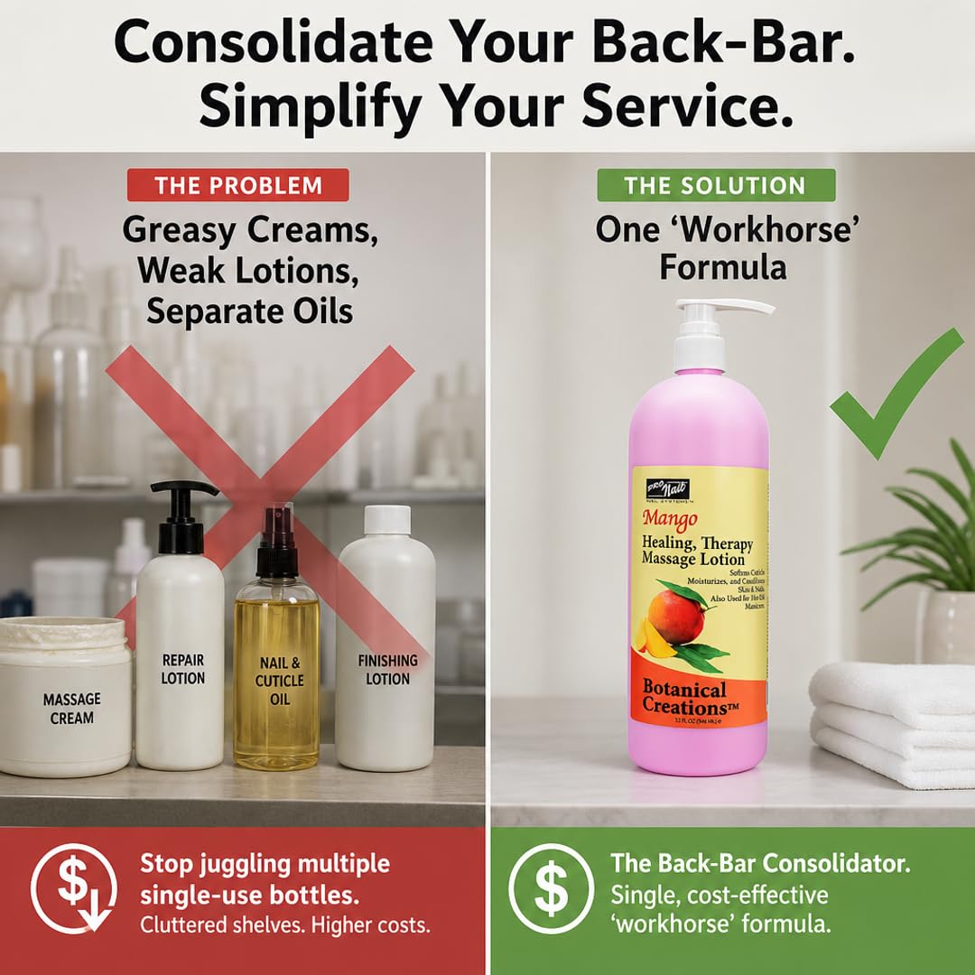 PRO NAIL - Healing Therapy Massage Lotion - Professional Pedicure, Body and Hot Oil Manicure, Infused with Natural Oils, Vitamins, Panthenol and Amino