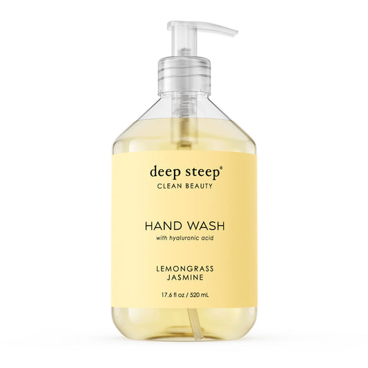 Deep Steep Liquid Hand Wash, Lemongrass Jasmine, 17.6 oz - Moisturizing Cleanser with Olive Oil, Aloe Vera, Glycerin & Hyaluronic Acid - Vegan, Clean