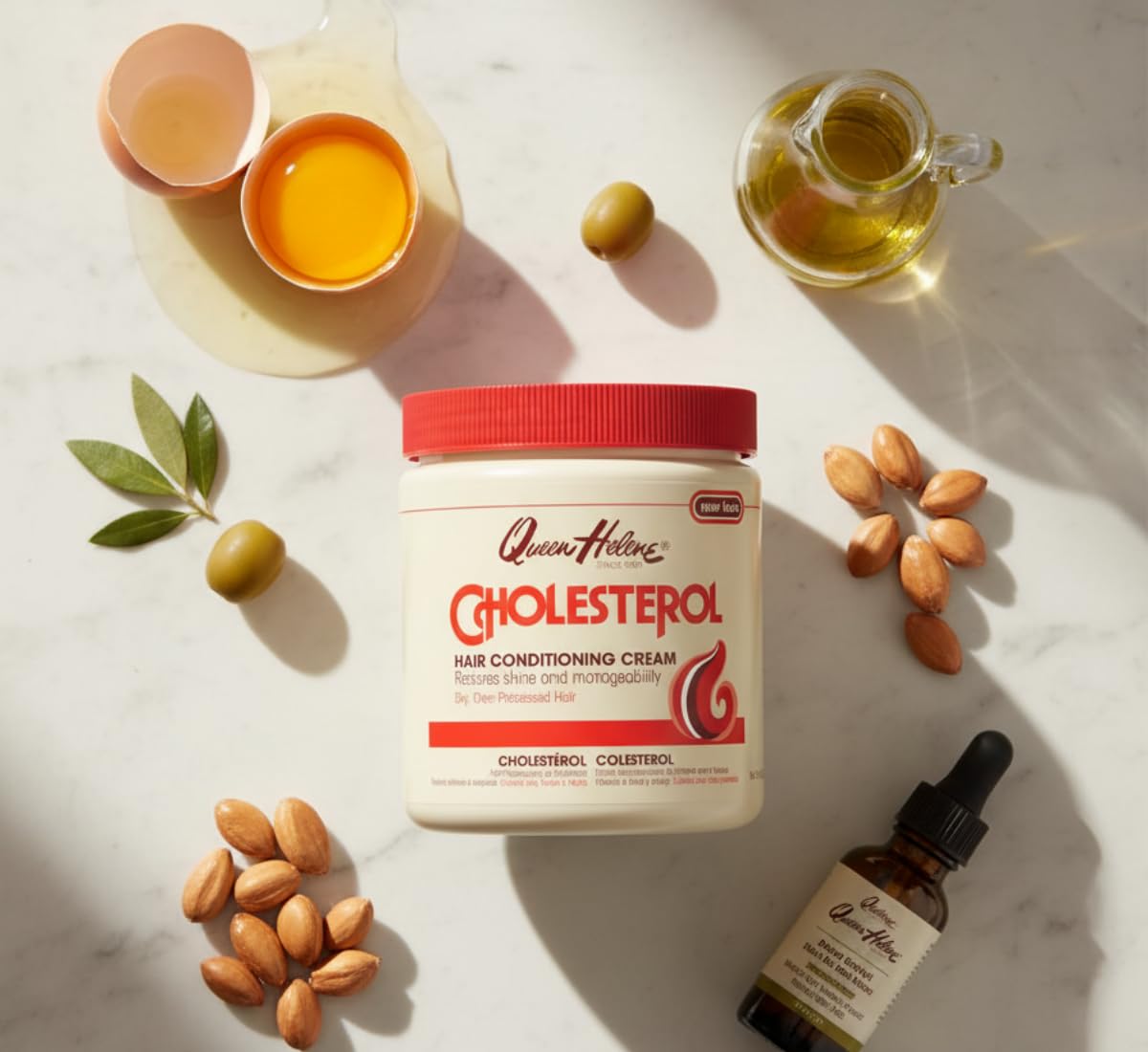 Queen Helene Cholesterol Hair Conditioning Cream - Deep Repair Treatment for Dry, Damaged & Chemically Treated Hair | Moisture-Restoring Mask | 15 oz
