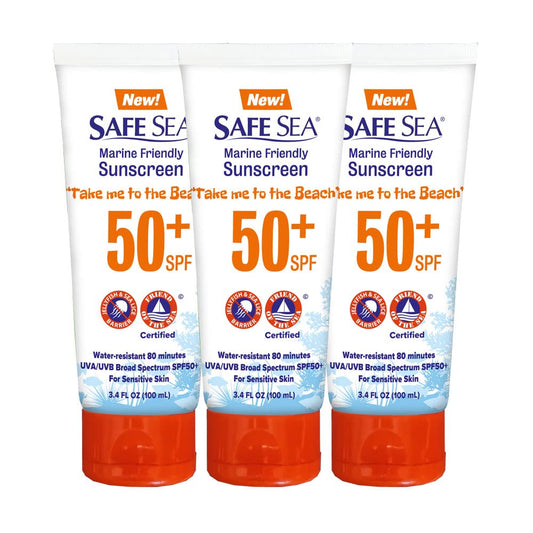 Safe Sea Anti-Jellyfish Sting Protective Lotion - Sunscreen - Sunblock - Sea Lice - Jelly Fish - 50SPF Adults (Tube 3.4 oz 3 pack)