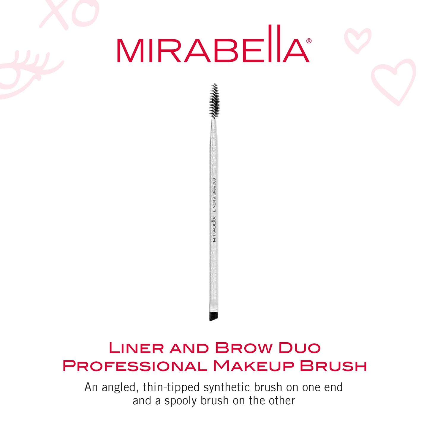 Mirabella Liner & Brow Duo Brush, Premium Professional Makeup Brush Collection, Cruelty-Free Synthetic Bristle Brush, Hand-Sculpted Brushed Aluminum