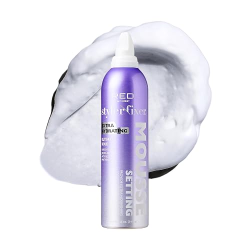 Red by Kiss Setting Mousse Braid Frizz Control, Curl Definition, Shine, Maximize Volume, Ultimate Hold, Long Lasting, Non Sticky Creamy Foam Style
