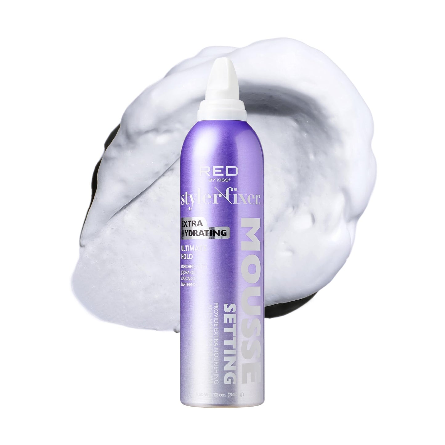 Red by Kiss Setting Mousse Braid Frizz Control, Curl Definition, Shine, Maximize Volume, Ultimate Hold, Long Lasting, Non Sticky Creamy Foam Style