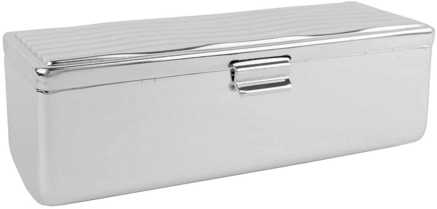 Stephanie Imports Set of 2 Rectangular Vintage Lipstick Cases With Glass Mirror (Silver Wave)