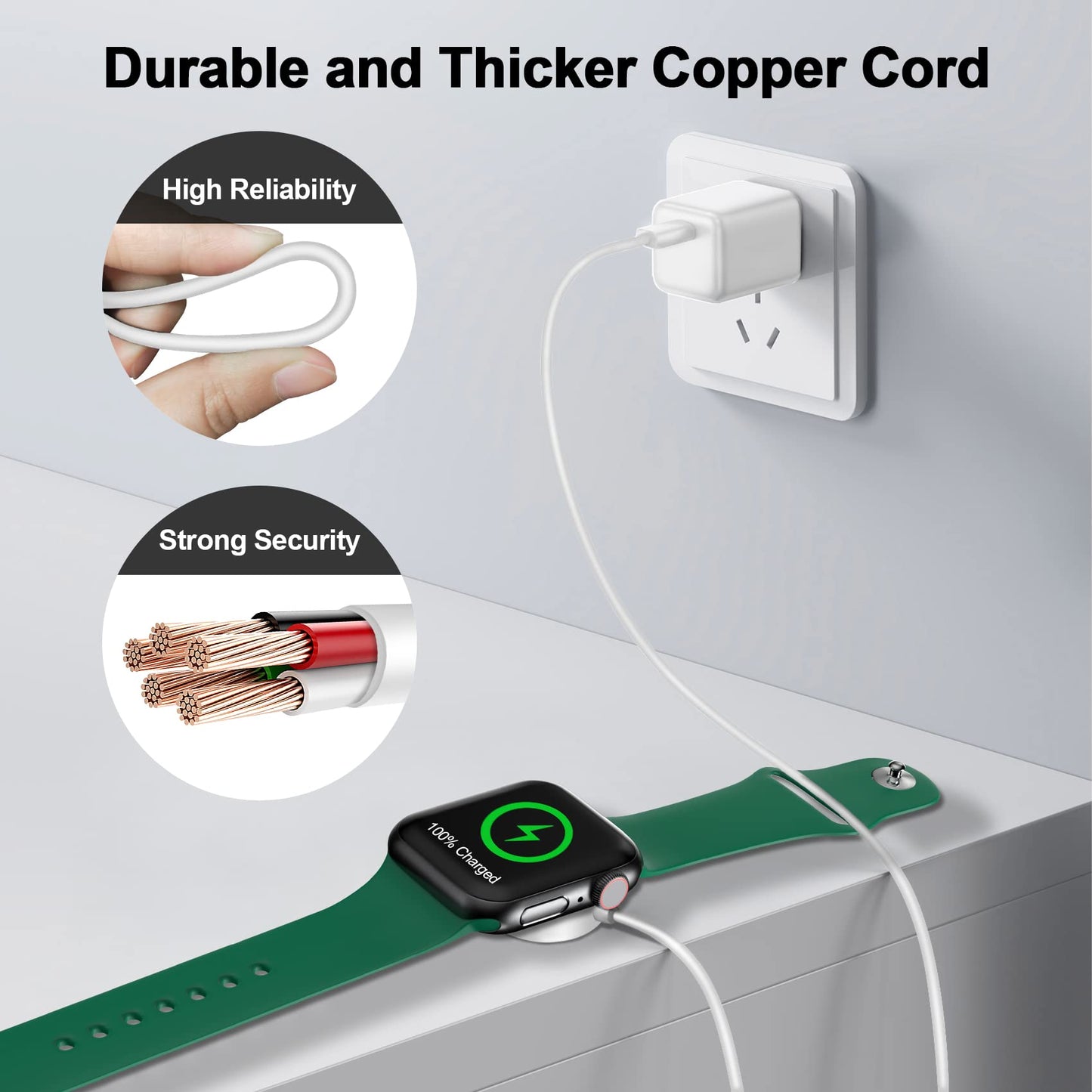 2025 Upgraded Magnetic Fast Charger for Apple Watch – 3.3FT Portable Wireless Cable, Compatible with All Series