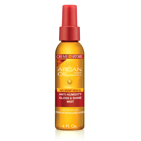 Creme of Nature Anti-Humidity Gloss & Shine Mist, Lightweight Frizz Control and Heat Protection, Infused with 100% Organic Argan Oil from Morocco, 4