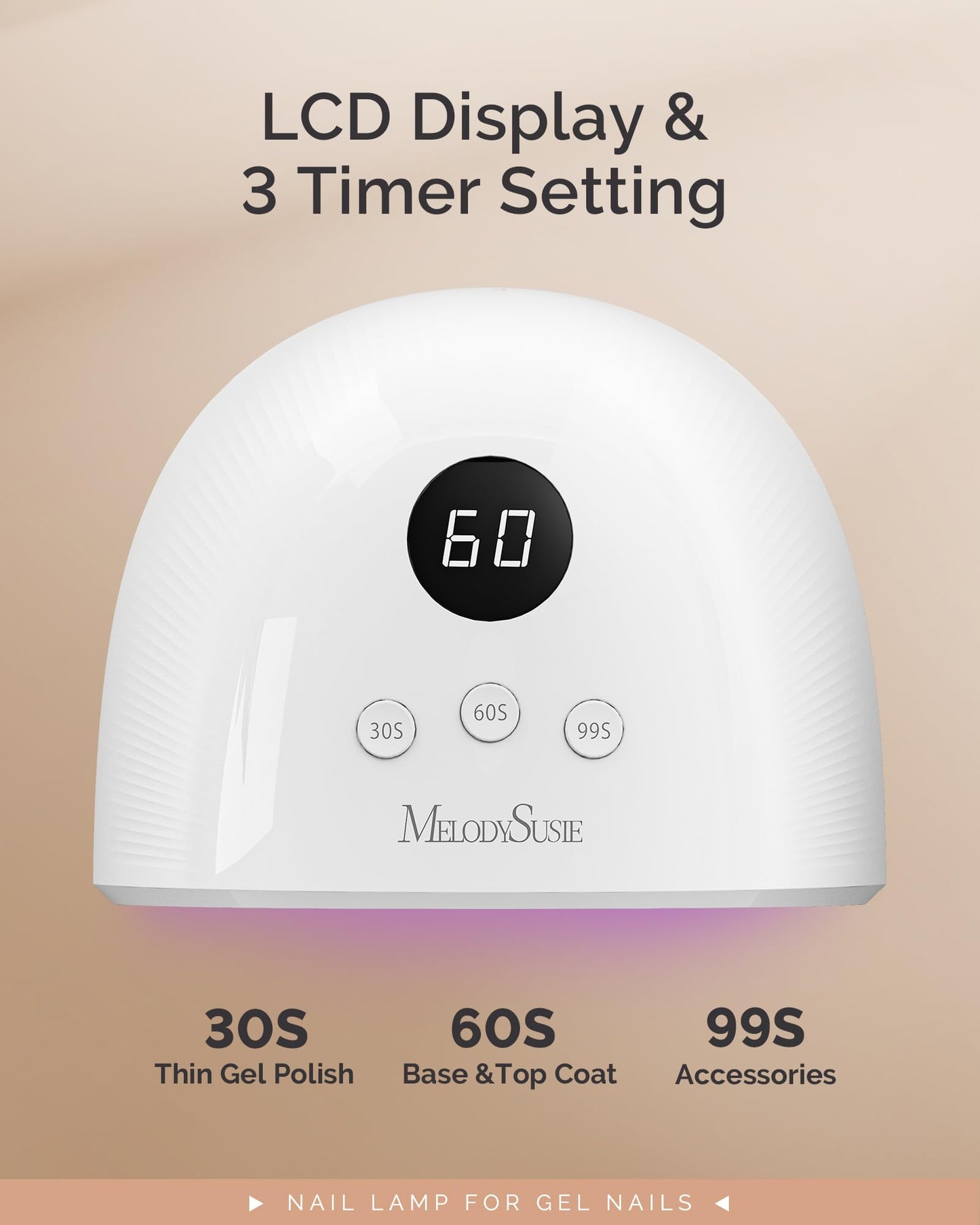MelodySusie Compact Advanced UV LED Nail Lamp, P-Plus30F Nail Dryer with 3 Timers & Smart Sensor Cures All Gels, Especially Rhinestone Glue, Solid Beauty and Personal Care MelodySusie