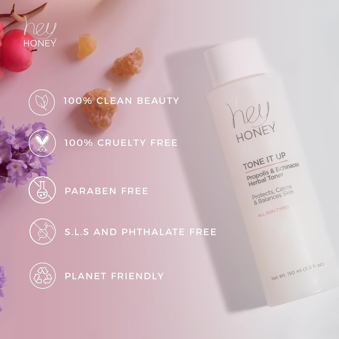 Hey Honey Tone It Up Facial Toner with Propolis Echinacea & Niacinamide | Soothes Skin Redness Hydrates & Restores Skin Barrier | Alcohol-Free Toner