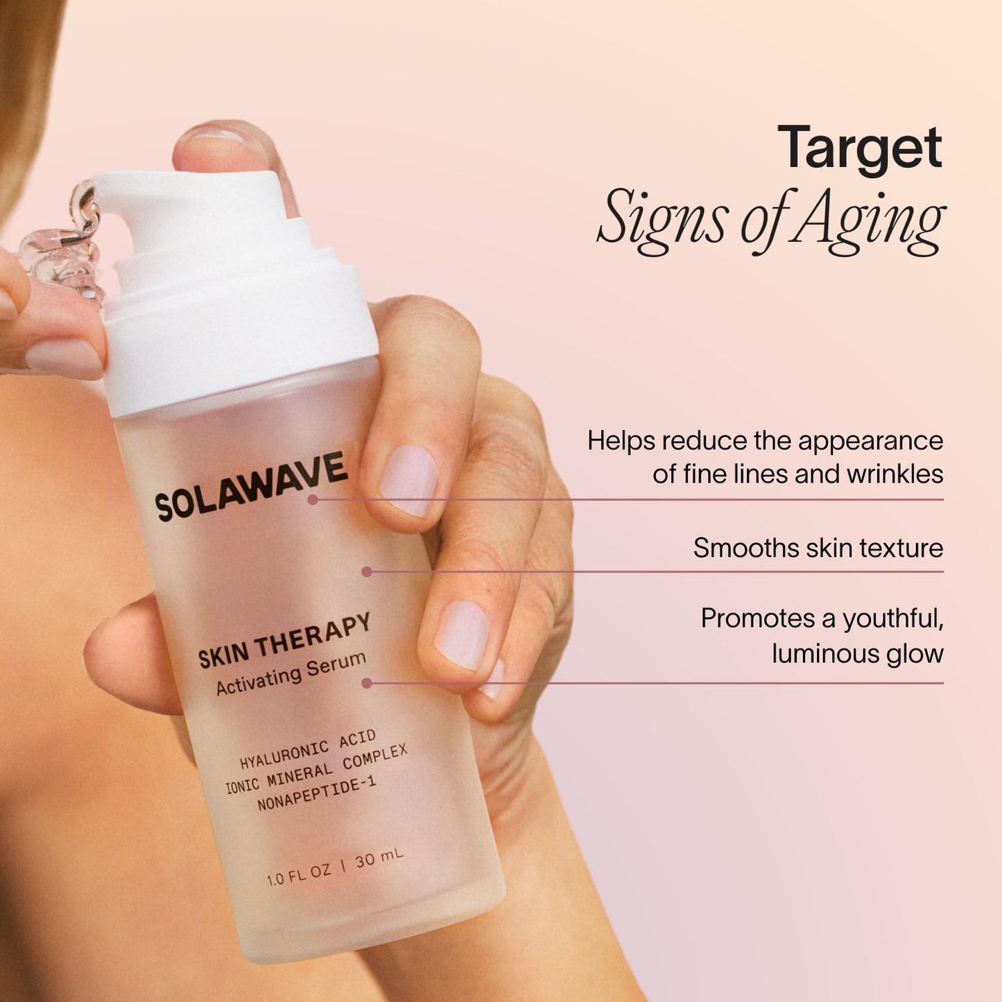 Solawave Wand Skin Therapy Activating Serum | Hyaluronic Acid and Peptides | Enhance Skincare Device Results | Hydrating Microcurrent Galvanic
