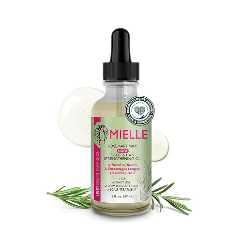 Mielle Organics Rosemary & Mint Light Hair Oil, Split Ends & Dry Scalp Treatment - Infused with Biotin & Essential Oils for Strengthening, Soothing